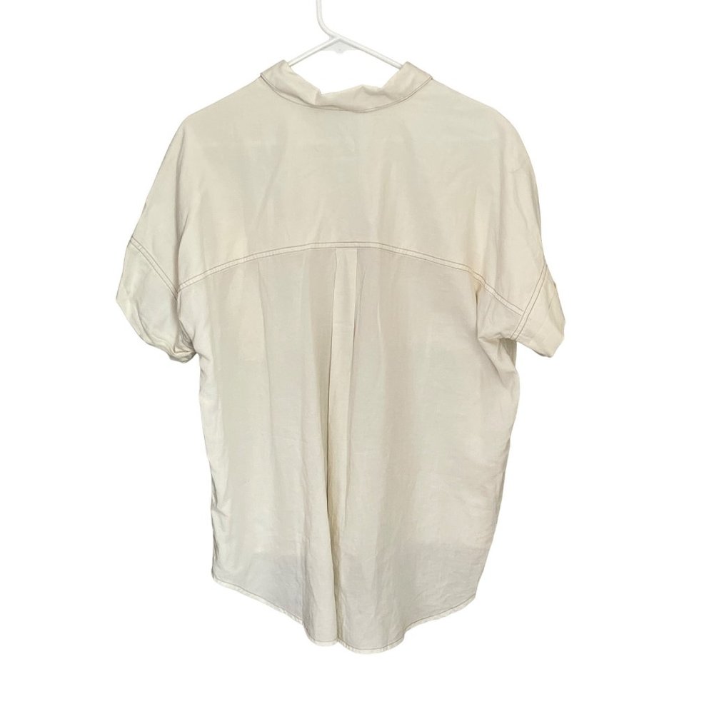 A.n.a. A New Approach TOP BLOUSE Size L Short cuffed sleeve Pockets - Picture 4 of 4